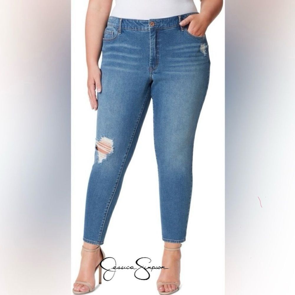 New Jessica Simpson Plus Adored High Rise Ankle Jeans
